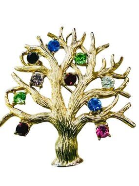 Tree Of Life Brooch Multicolored Rhinestones & Glow-In-The-Dark Accents By Lisa